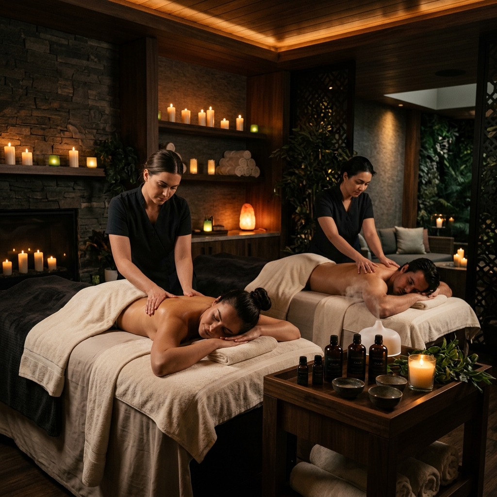 Luxury massage therapy room at Sank Spa in Ibrahim Bagh, Hyderabad